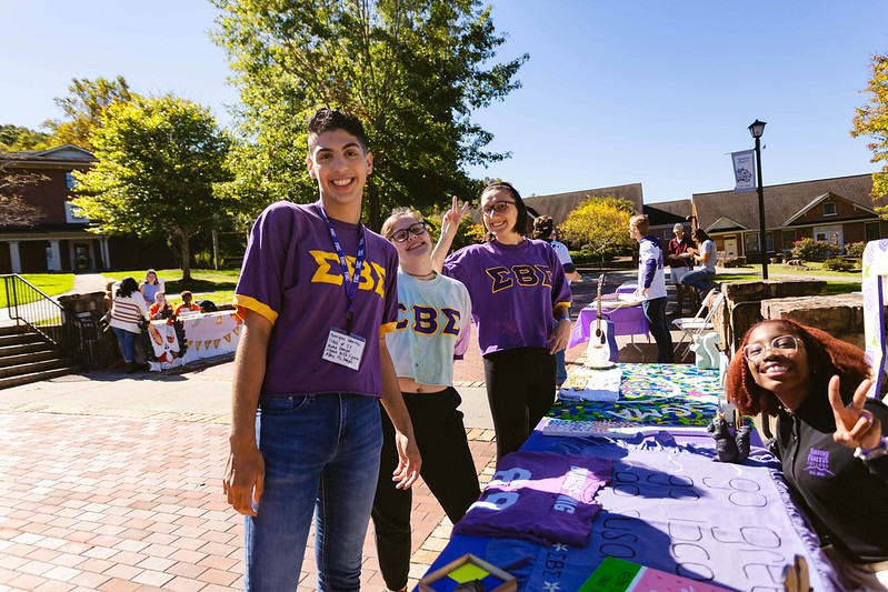 a group of people wearing matching t-shirts