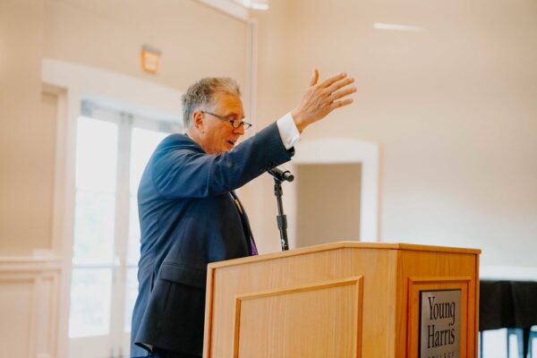 speaker at a podium