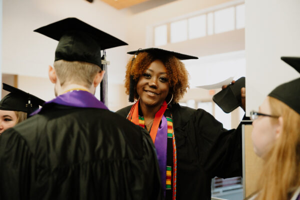 a person in a graduation gown
