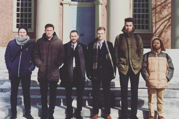 Students in front of building